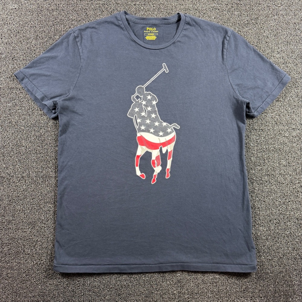 Polo Ralph Lauren Men's M Tee Big Pony Stars & Stripes American Flag 4th of July